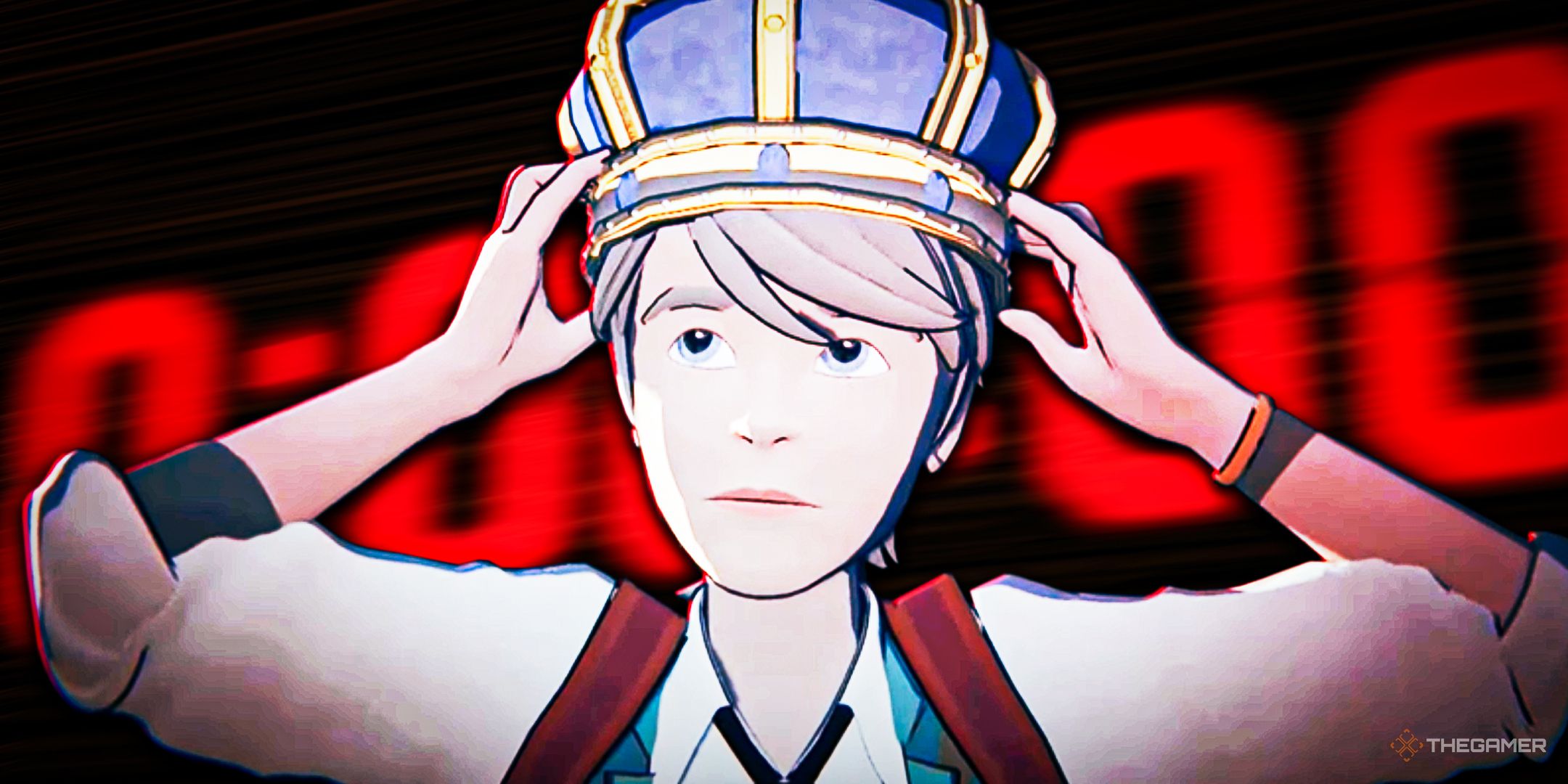 The main character in Prince Charming wears a crown with a red countdown timer behind his back that says 00:00:00.