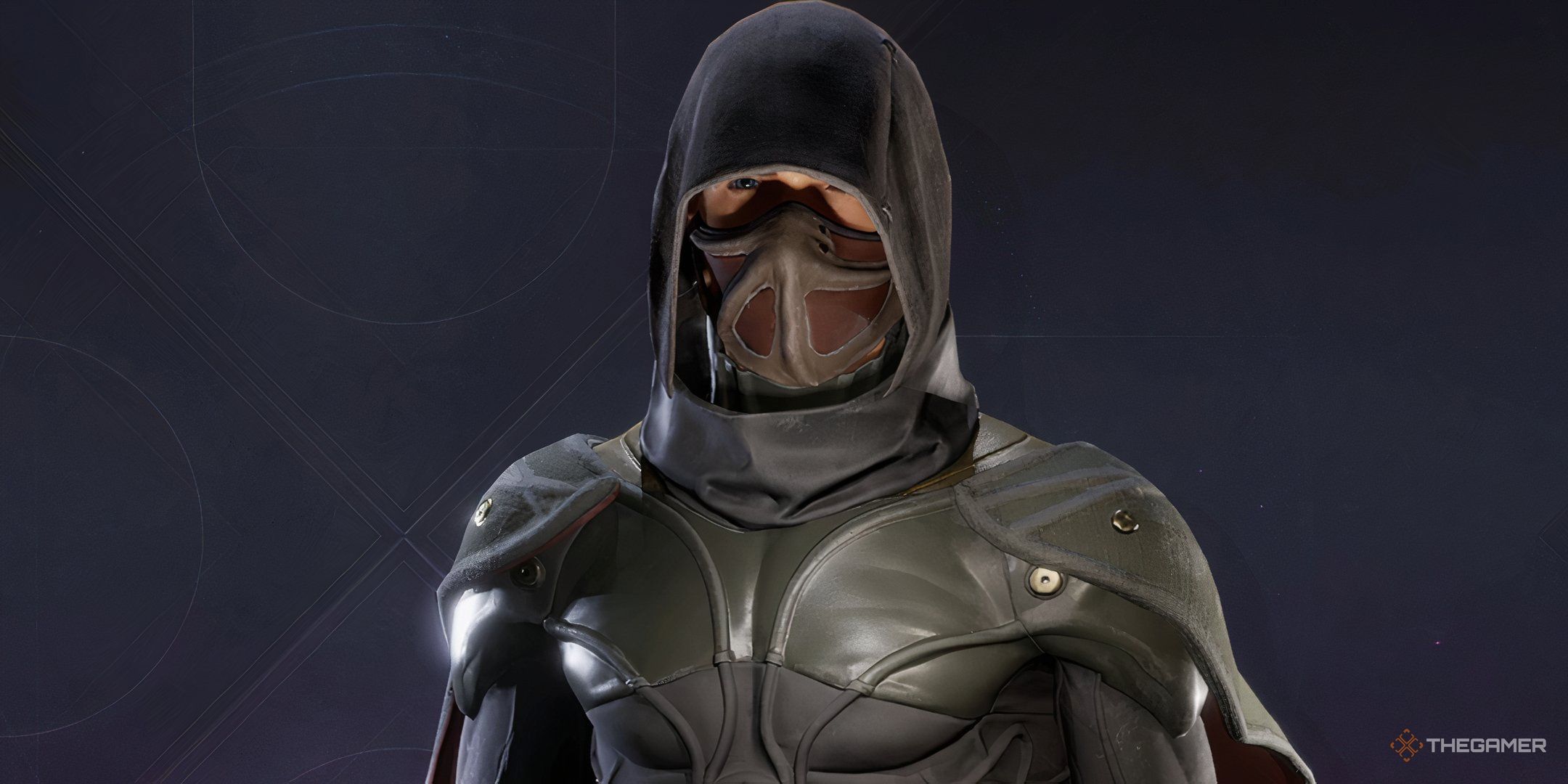 A character in Dune: Awakening in a stillsuit staring at the camera.