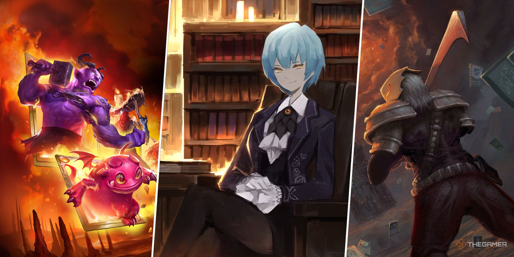 A split image featuring Monster Train, Library of Ruina, and Slay the Spire.