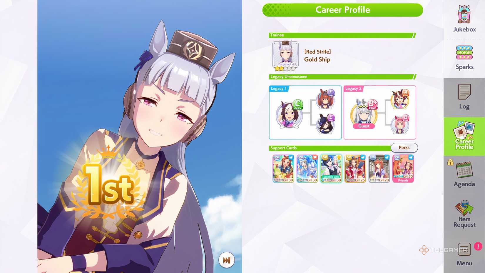 Gold Ship came first in the race in Umamusume Pretty Derby.