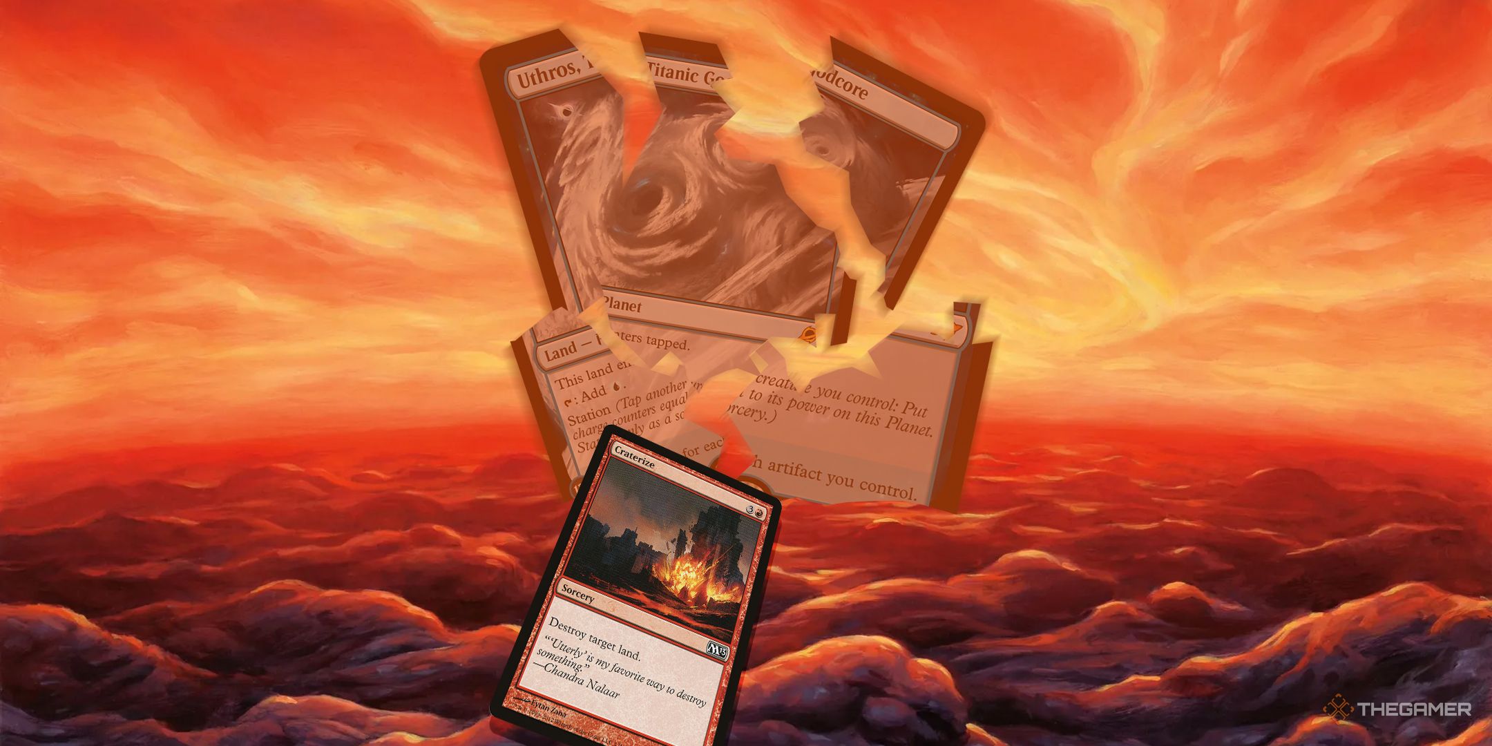 Destroying an Uthros with a Craterize in MTG.