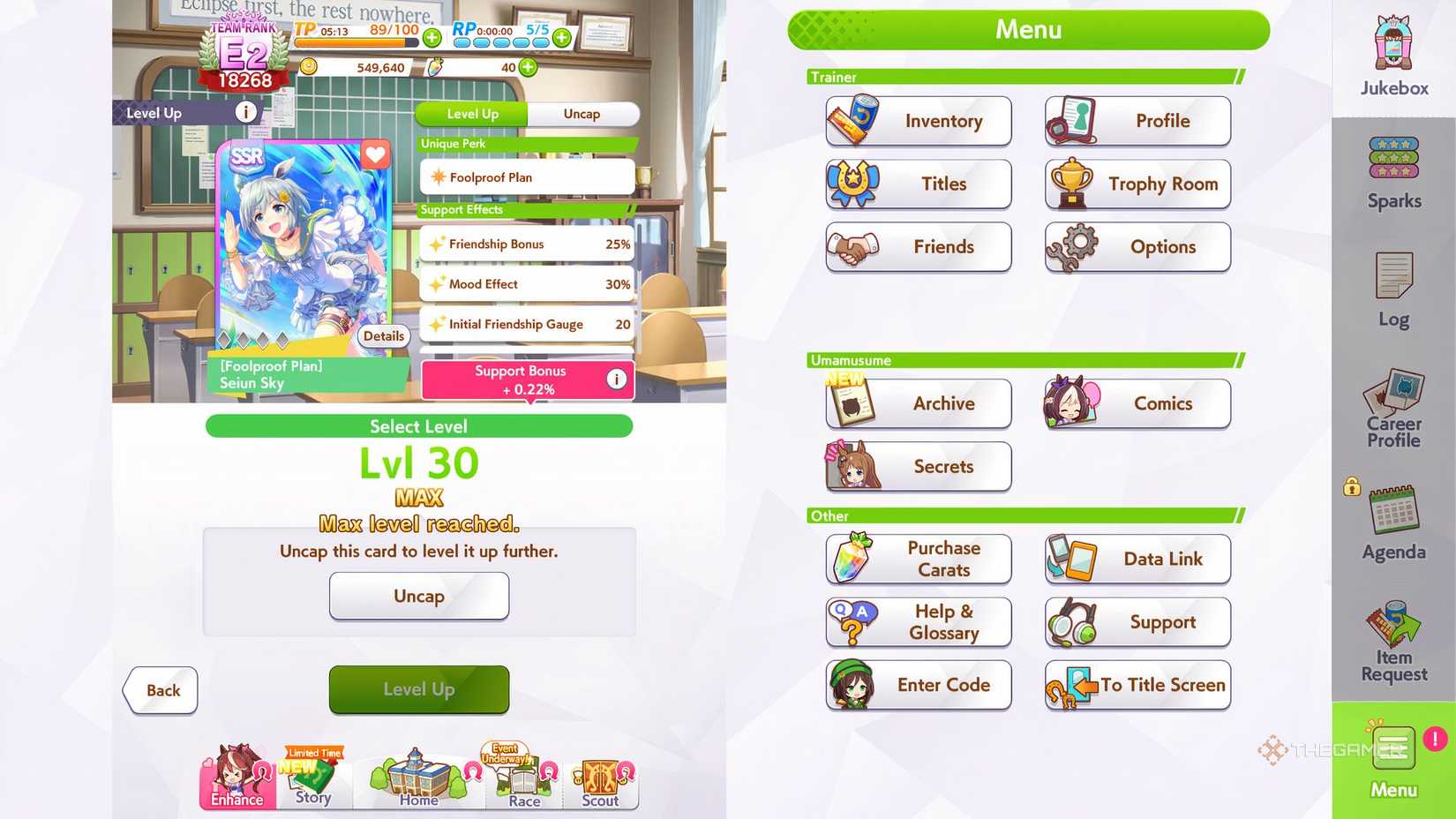 Seiun Sky Support Card is shown in Umamusume Pretty Derby.