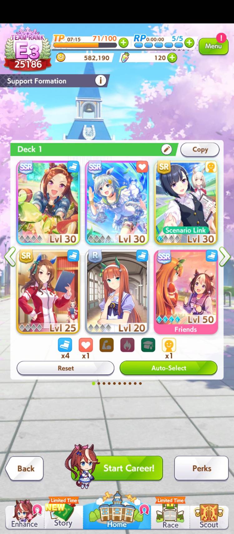 Tokai Teio's support cards are shown in Umamusume Pretty Derby.