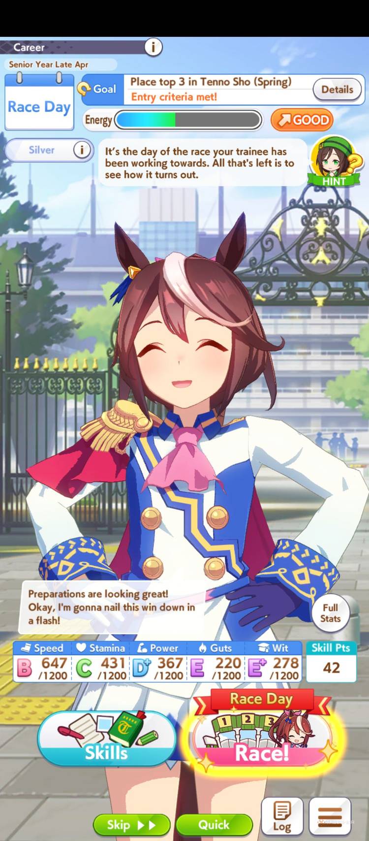 Tokai Teio's training menu shown in Umamusume Pretty Derby