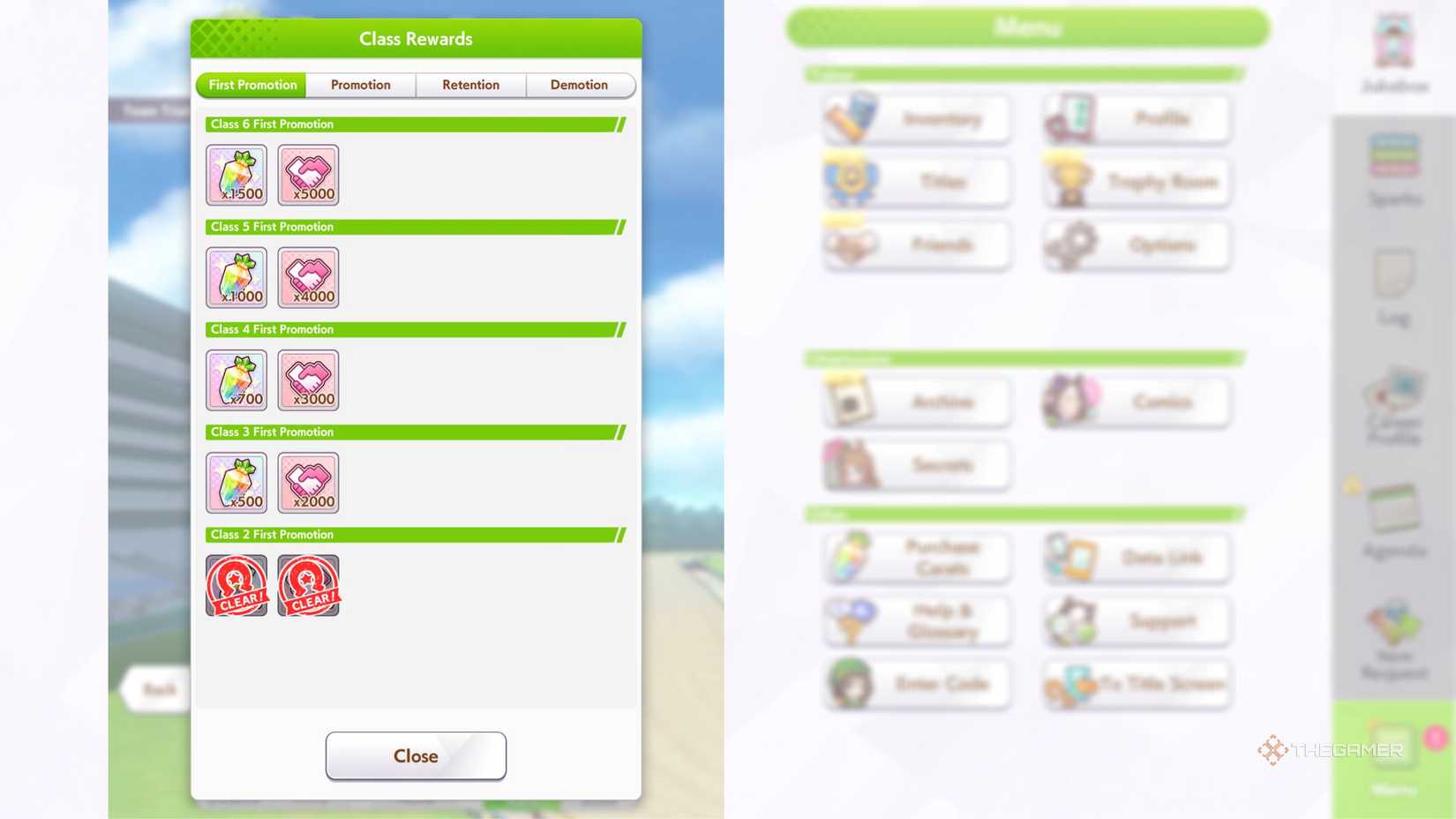 Umamusume Pretty Derby team trial game mode rewards.