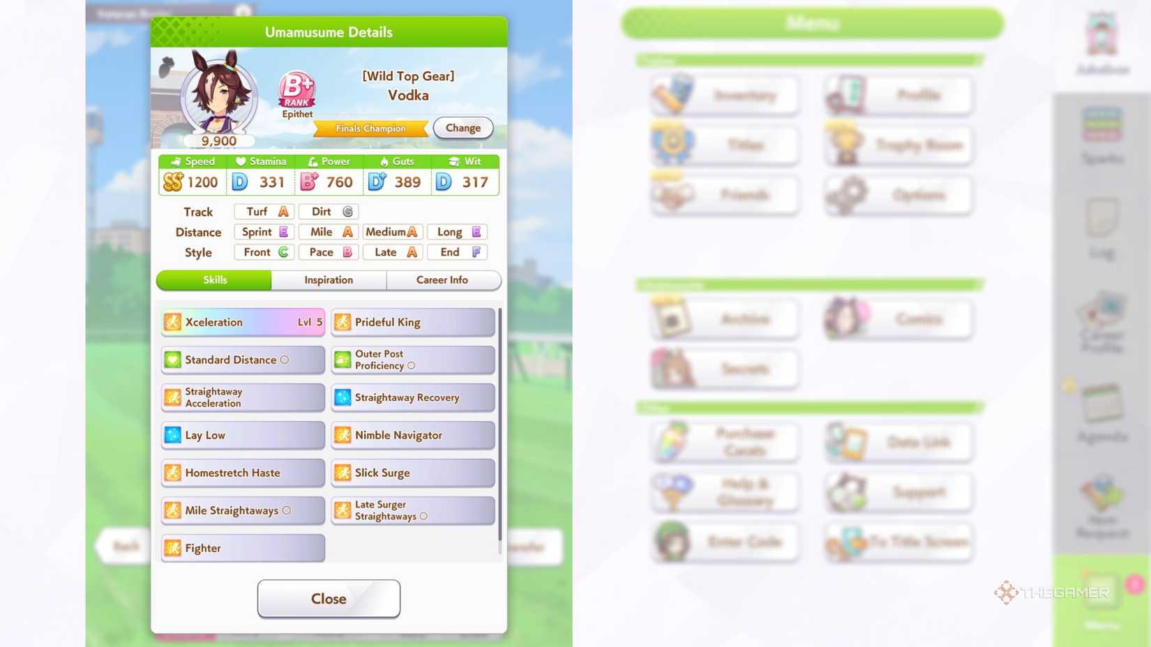 Umamusume Pretty Derby Vodka full B+ run with many skills.