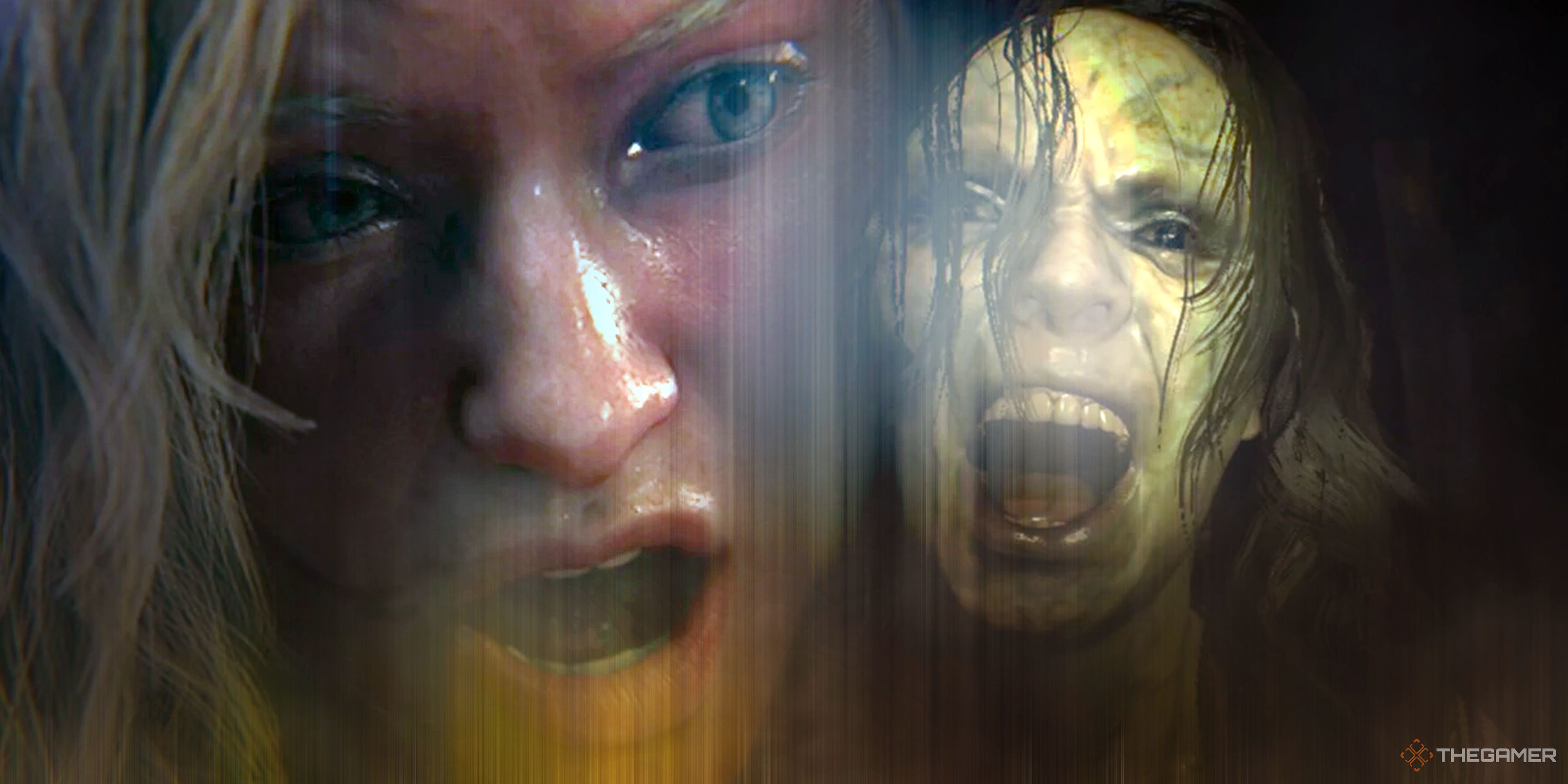 Shared image shows distressed female characters from Resident Evil 7 and Requiem with mouths open in screams.