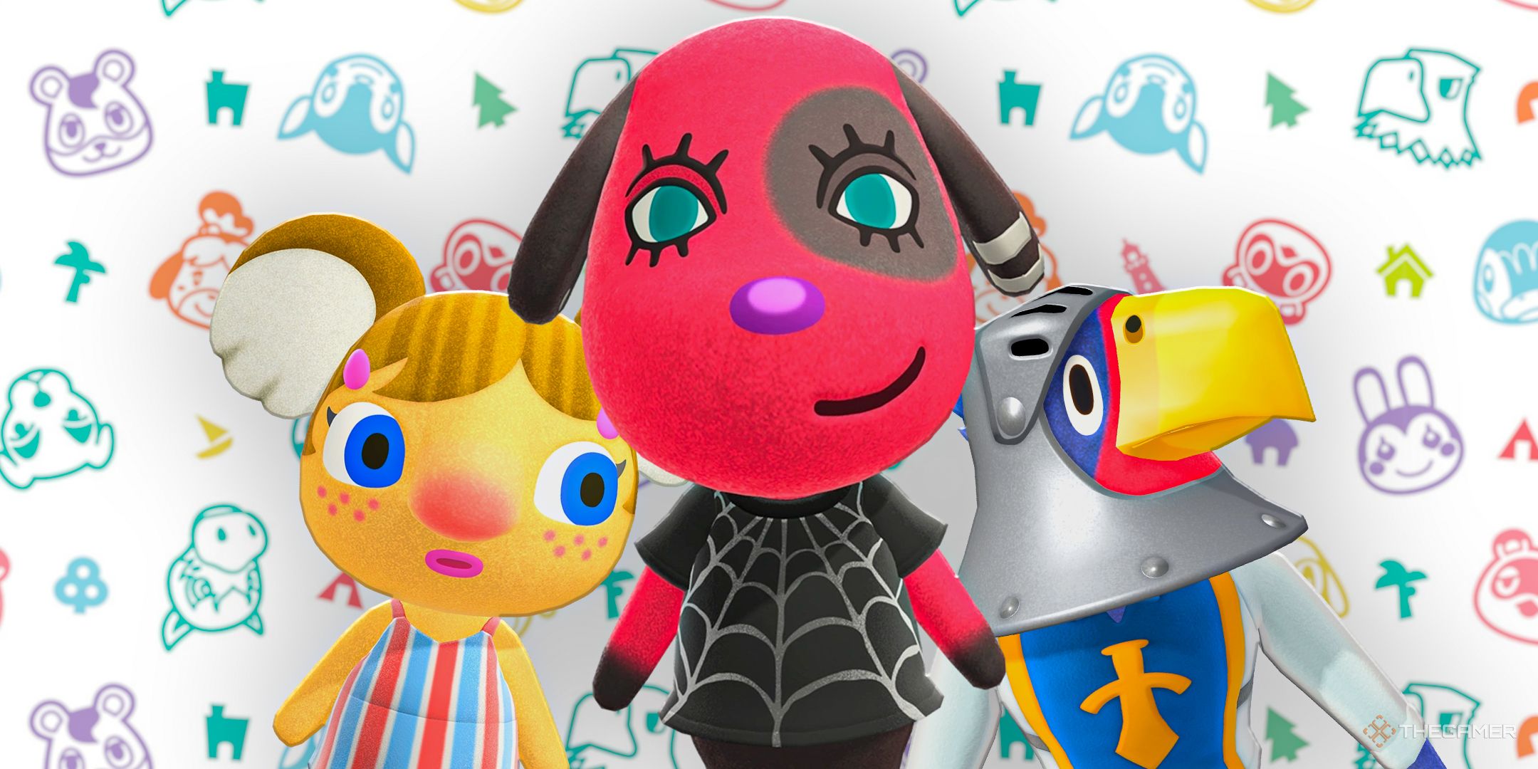 Alice, Cherry, and Sterling on an Animal Crossing background.