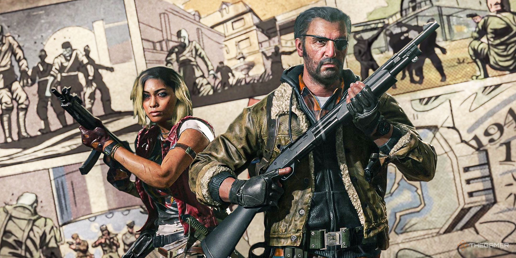 Call of Duty Requiem crew standing over the Kino der Toten loading comic from Black Ops.