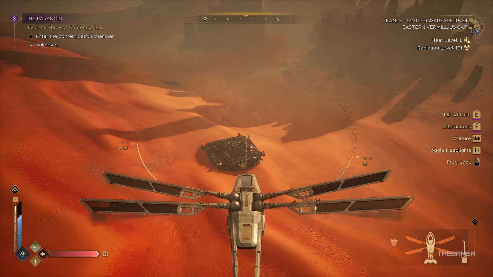 The player who flies over a shipping vessel in Dune: Awakening. 