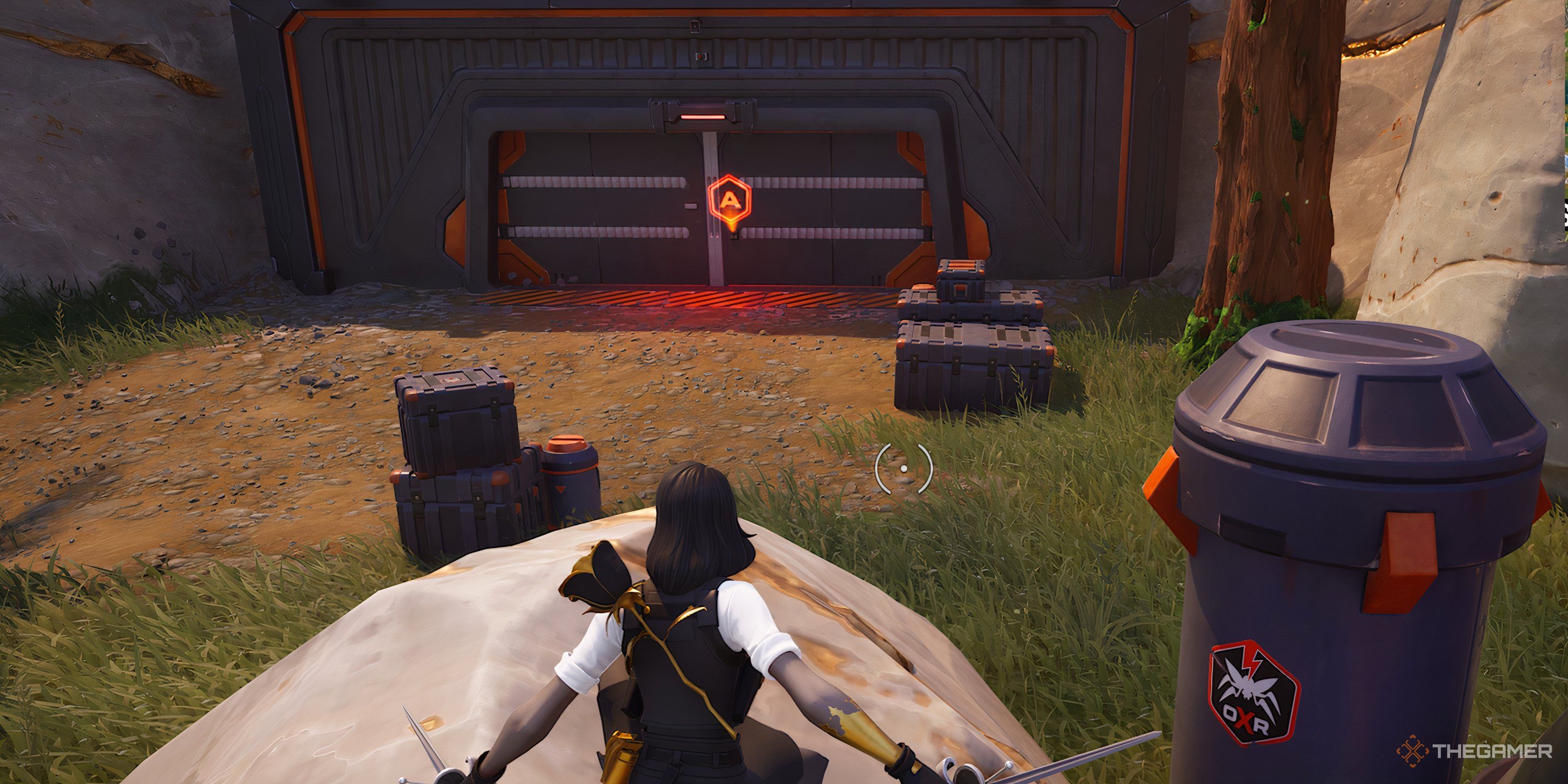 Fortnite character looking at a bunker