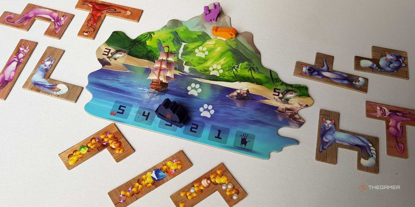 Tiles of cats in white background.