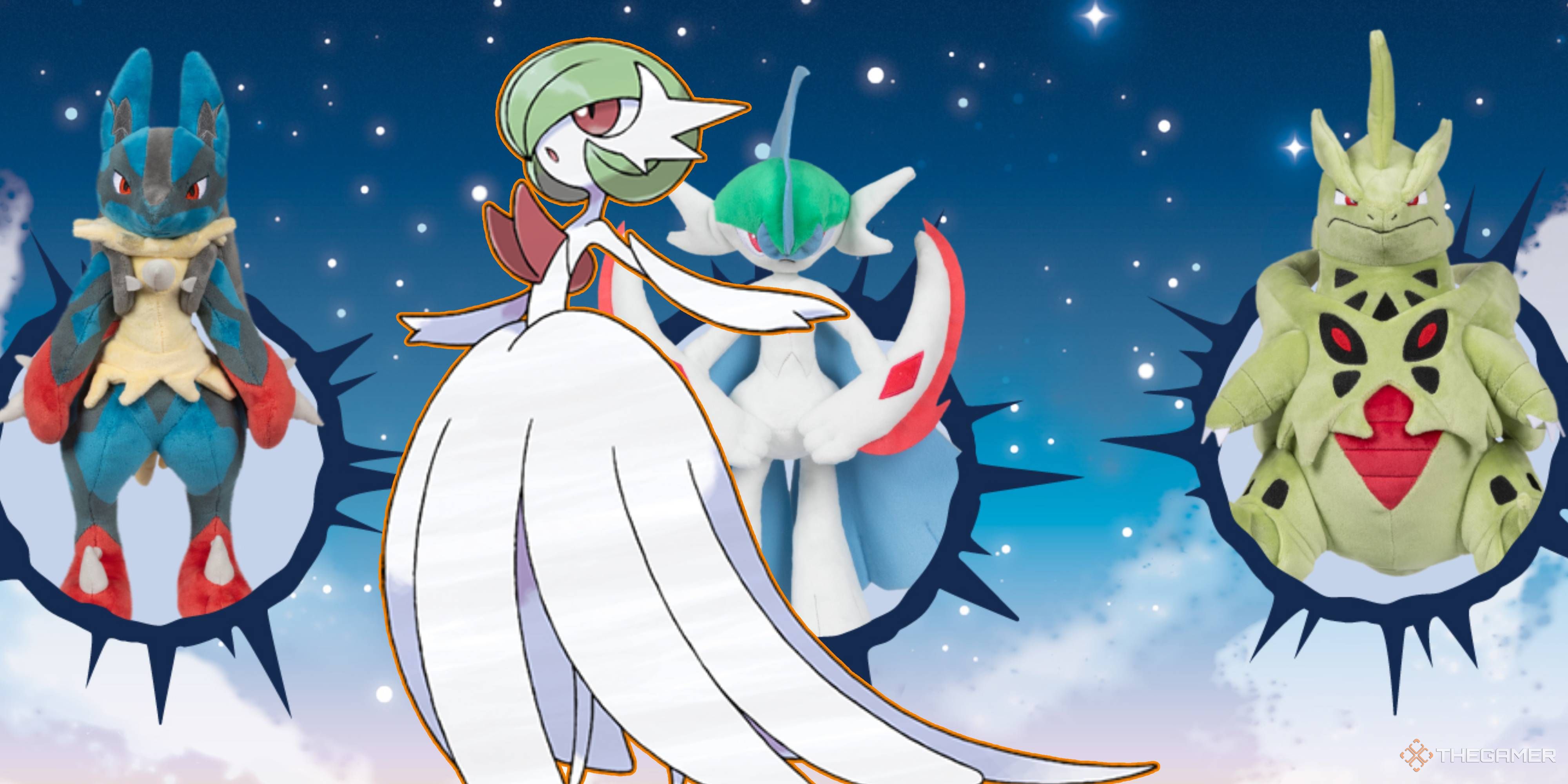 mega gardevoir in front of other mega evolution pokemon plushies.
