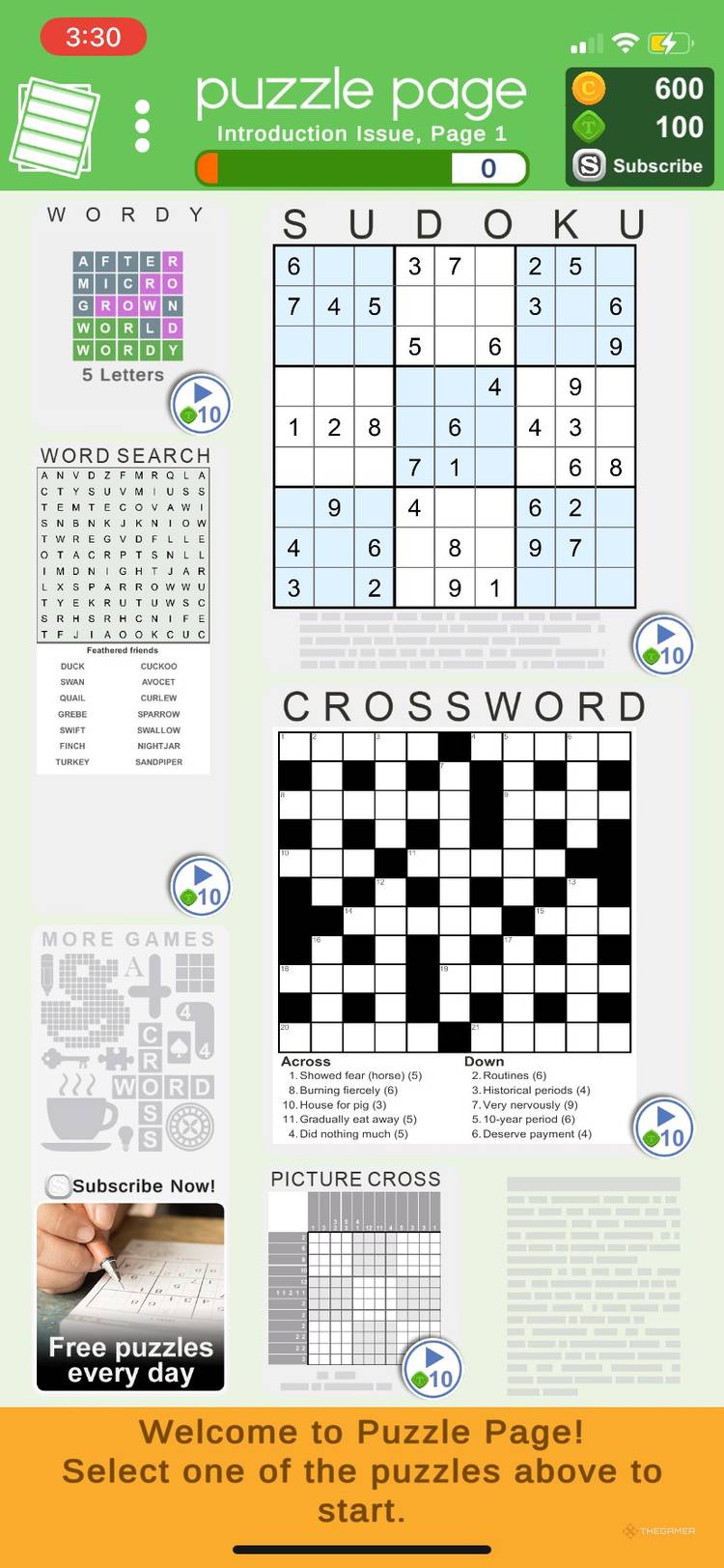 Start screen for puzzle.