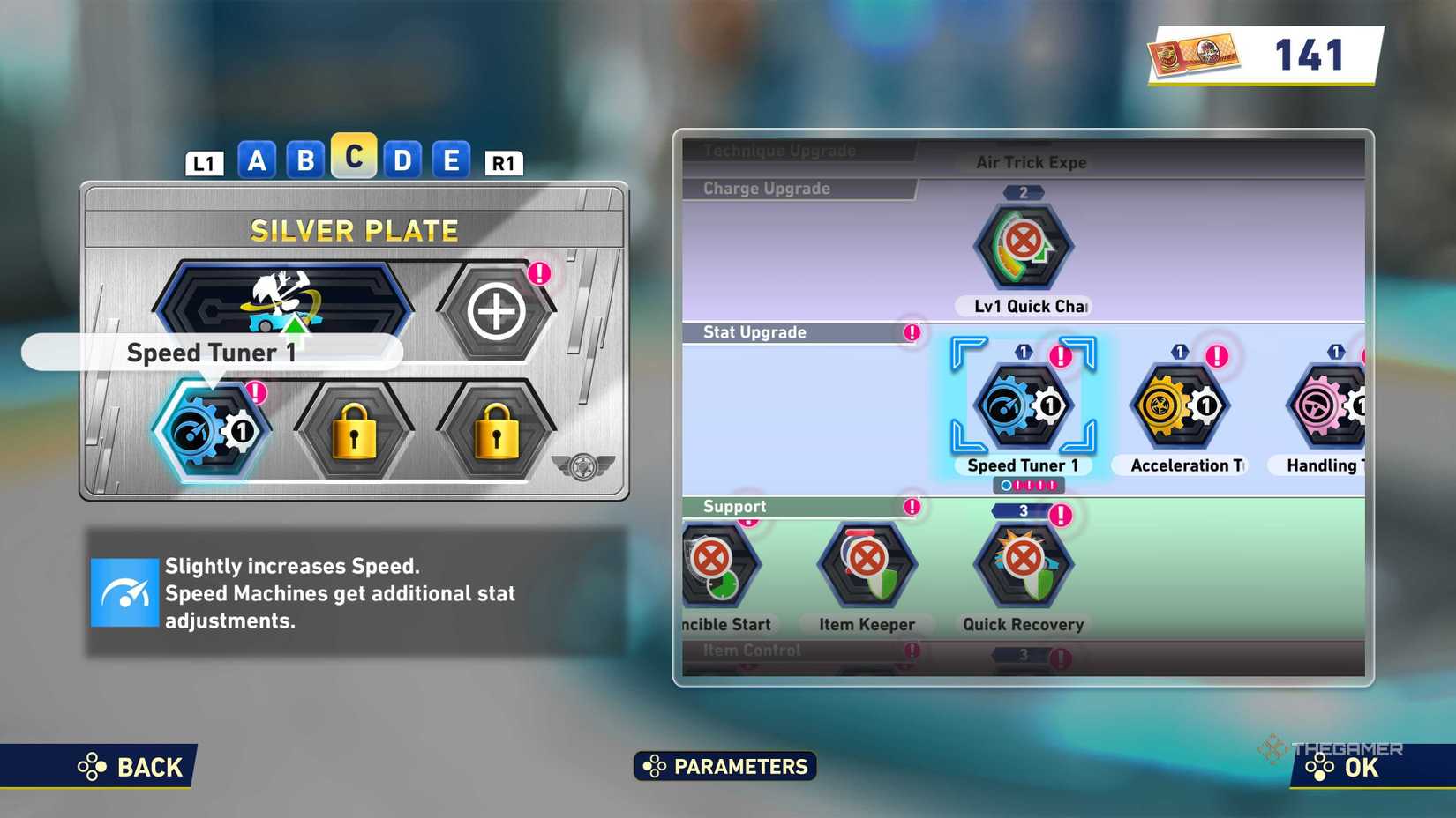 Gadget menu in Sonic Racing: Crossworlds.