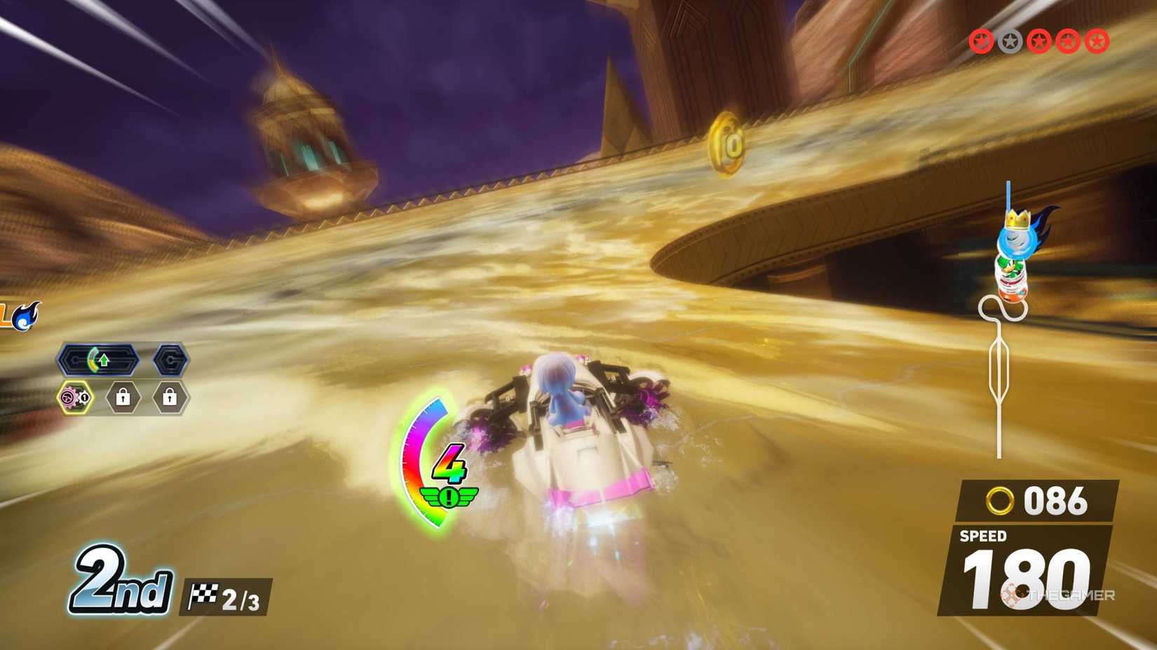 Sonic Racing Use aqueous vehicles: There is a horizontal quality during power sliding. 
