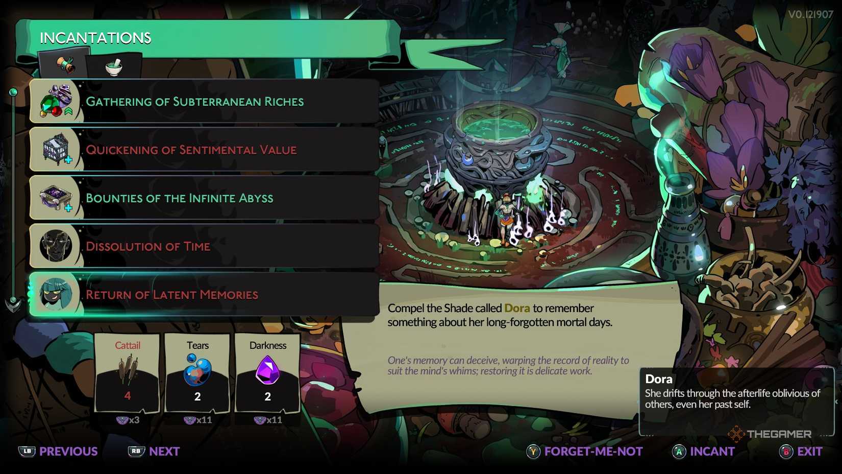 Melino inspected countless: the return of the presented memories in the cand 2.