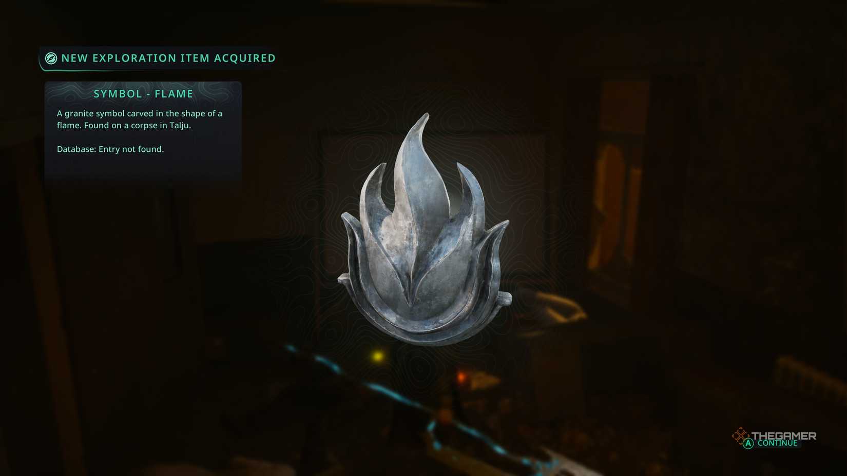 The Symbol - Flame item found in Talju in Hell Is Us.