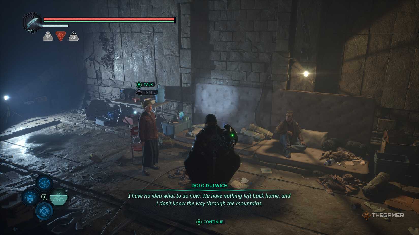 Talking to a survivor or Forlorn Fate in Hell Is Us.