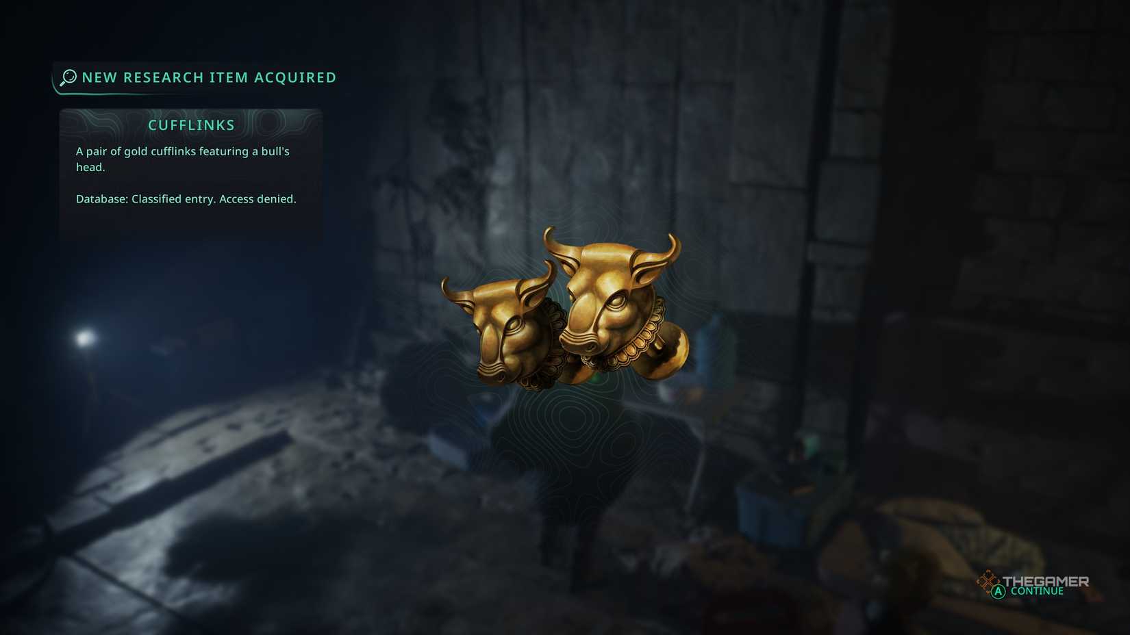 Receiving the Cufflinks Research Item in Hell Is Us.