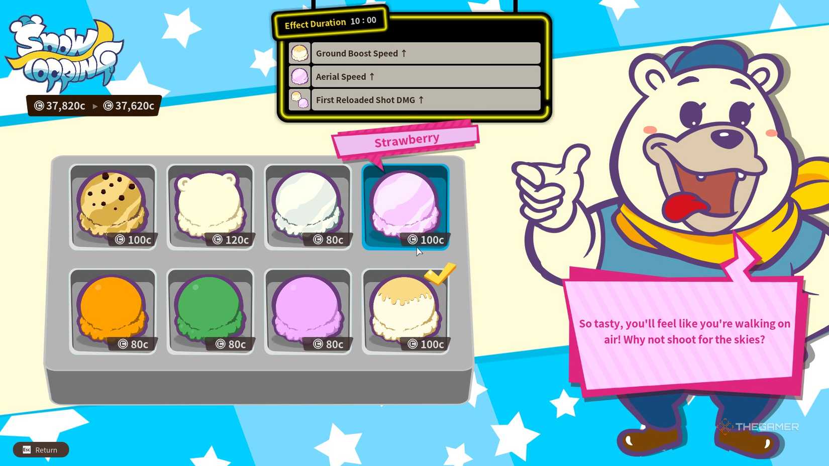 a scoop of strawberry and a scoop of banana create an additional buff at the ice cream shop in daemon x machina: titanic scion.