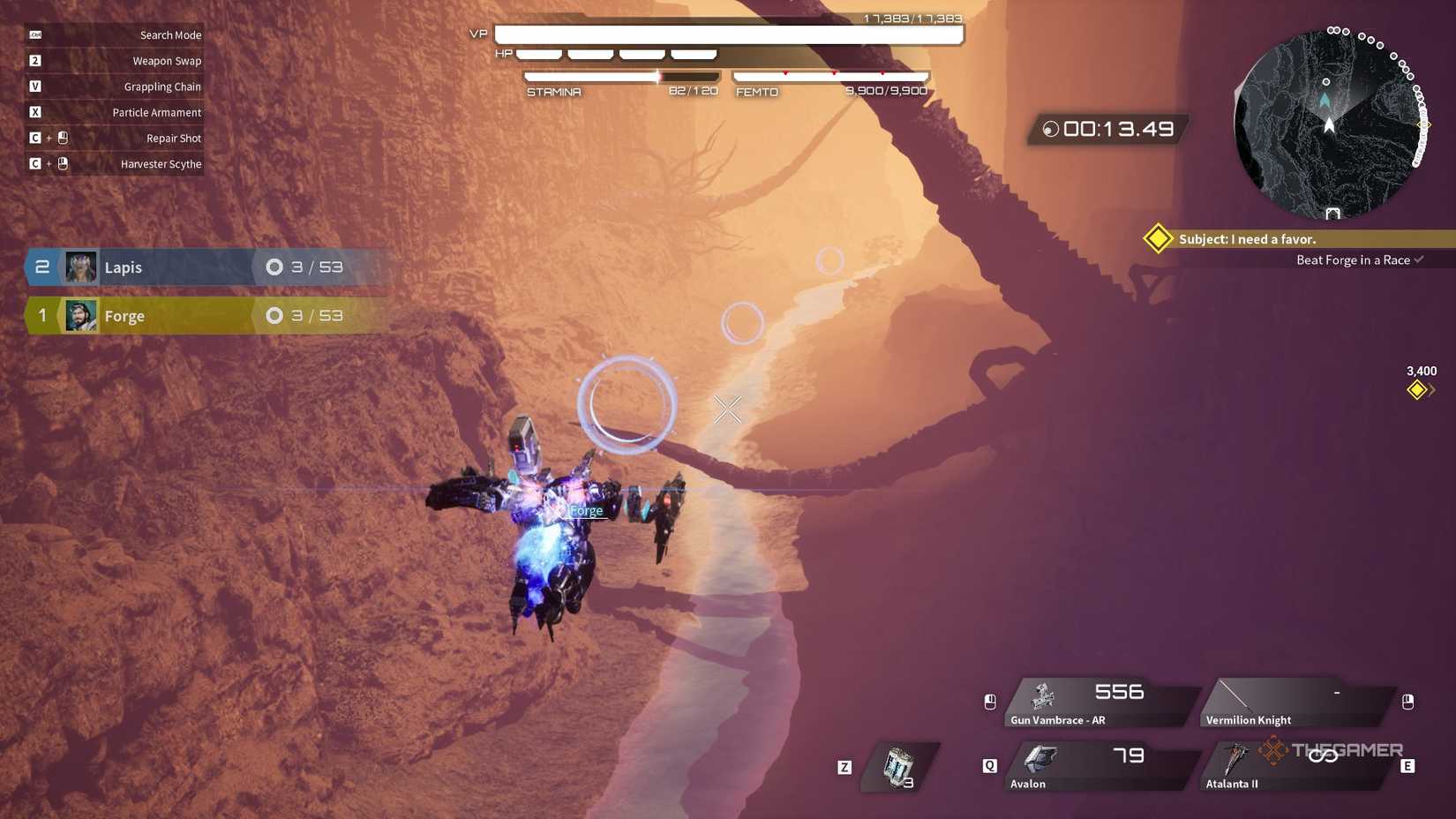 The player flies the rings on the racing side of the Daemon X Machina: Titanic Scion.