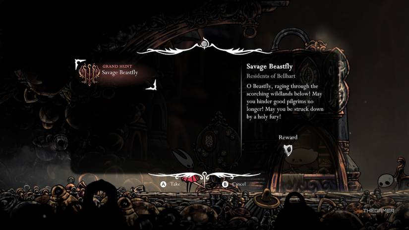 Hornet accepts Savage Beastfly Wish in Hollow Knight: Silksong.