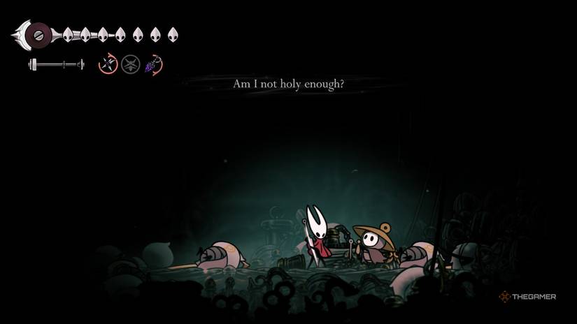 Hornet and Sherma play music together in Hollow Knight: Silksong, but Sherma is afraid in Whiteward.