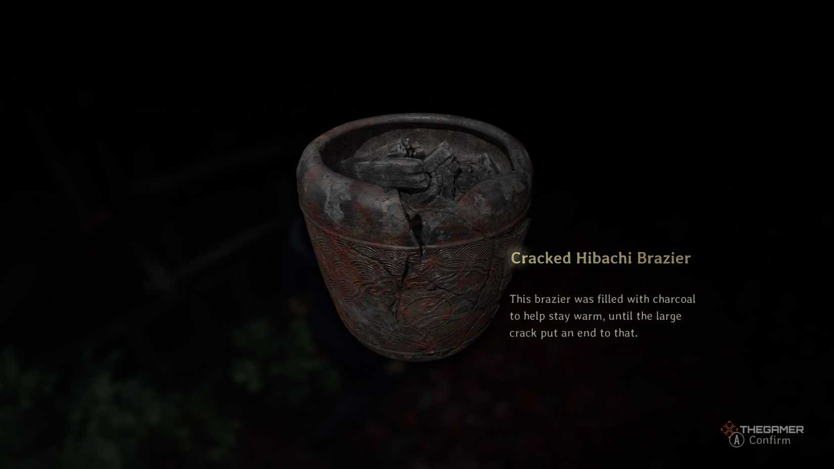 Cracked hibachi Brazier in Silent Hill f.