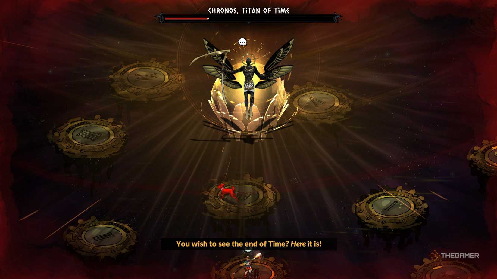 Melinoe faces Unrivaled Chronos in his third phase in Hades 2.