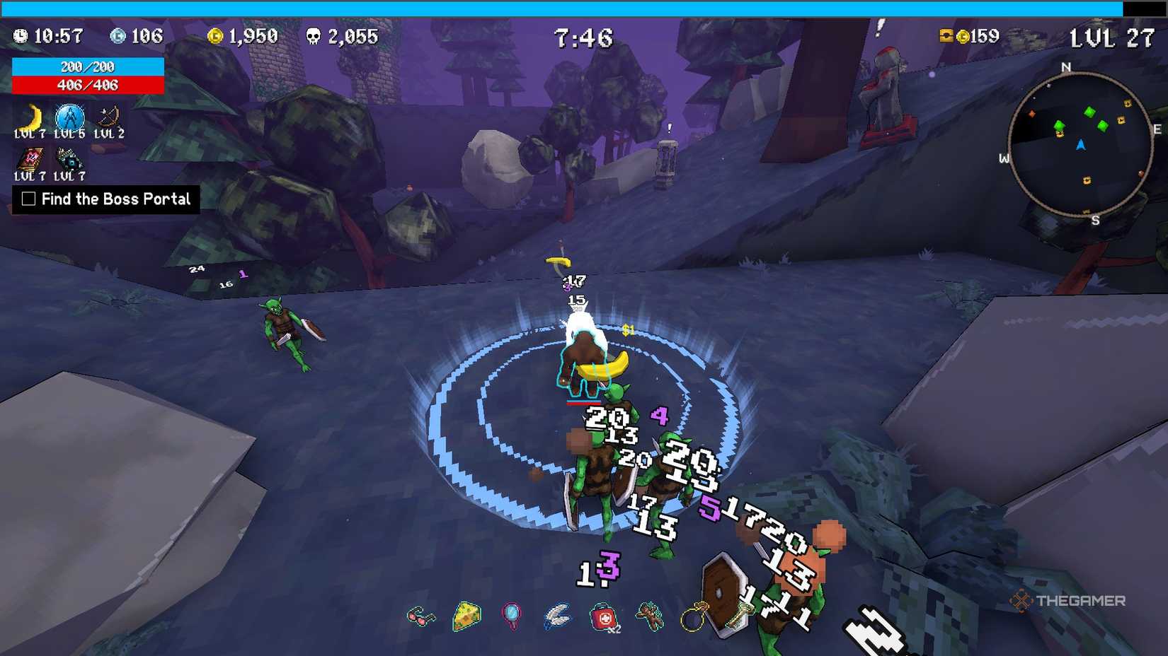 The player beat the enemies in the megabon.