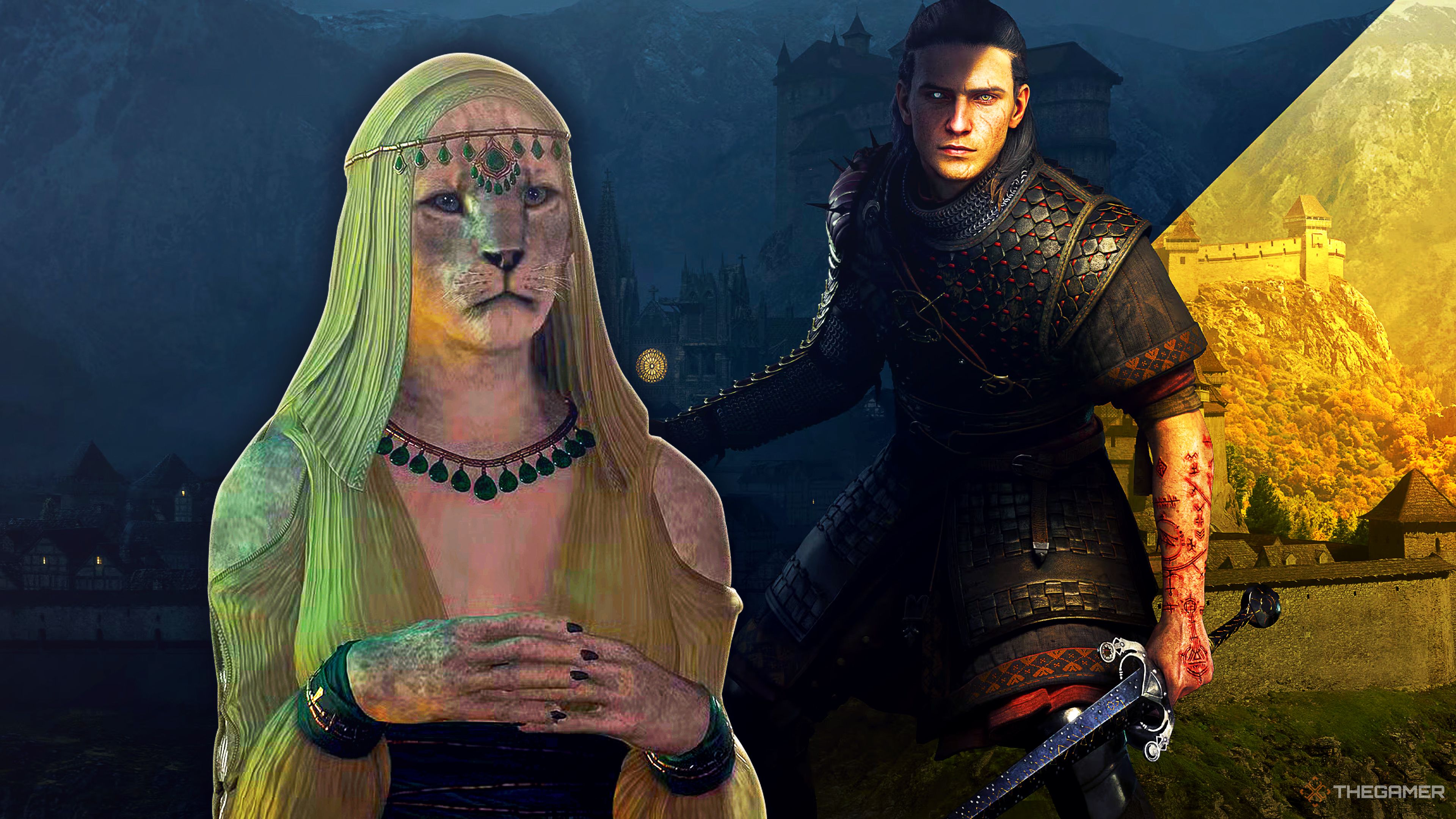 Characters from Dragon's Dogma 2 and The Blood of Dawnwalker.
