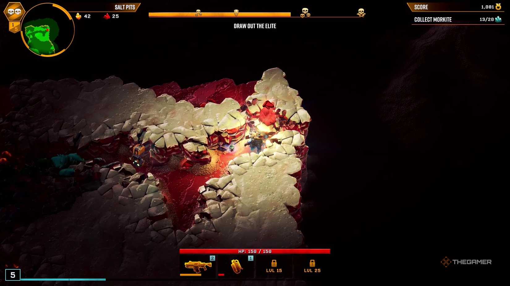 A dwarf mines red sugar in deep stone galactic survivors.