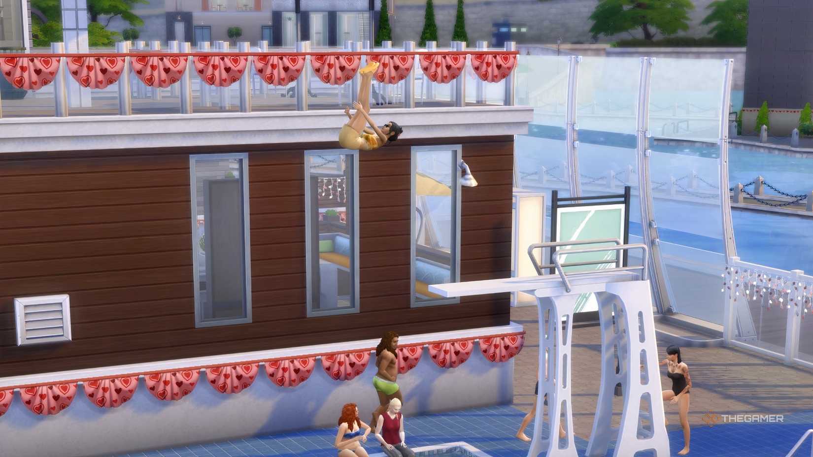 A show closed a reverse penalty in a pool off a new Lall Dive Board.