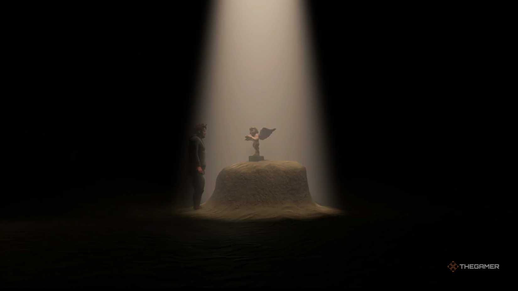 Baby Steps Nate at the angel in the castle ready to make his wish.