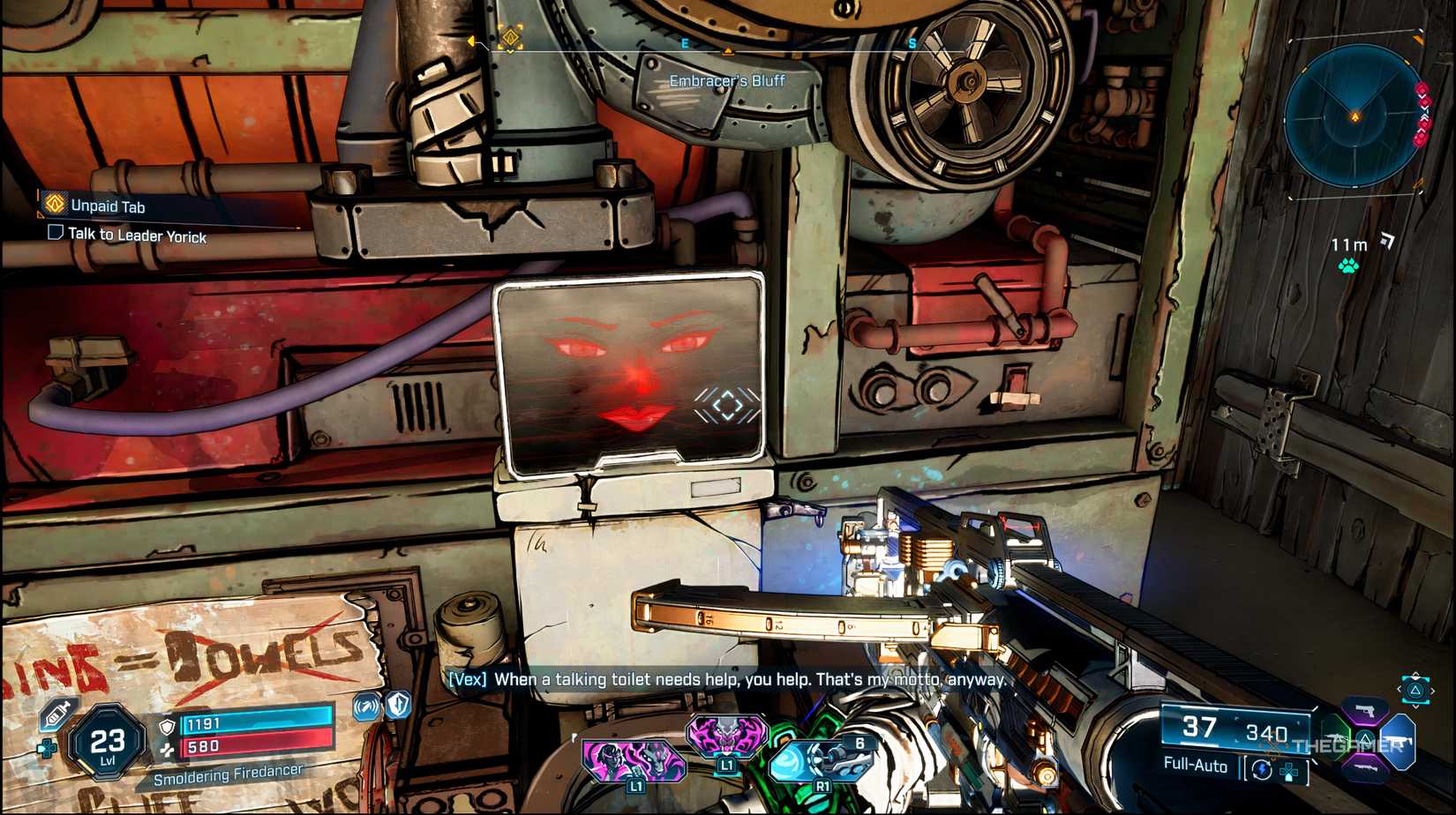 Players talking about the toilet on the toilet top on top of the toilet.