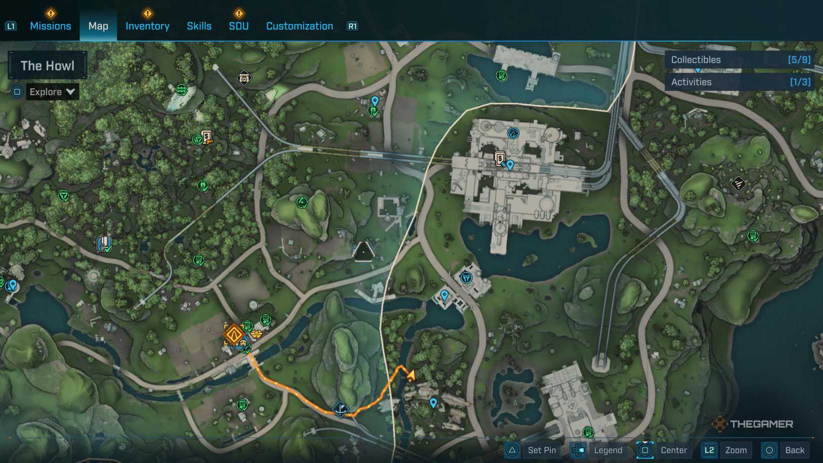 the in-game map in borderlands 4 is centered on the operational area for down and outbound.