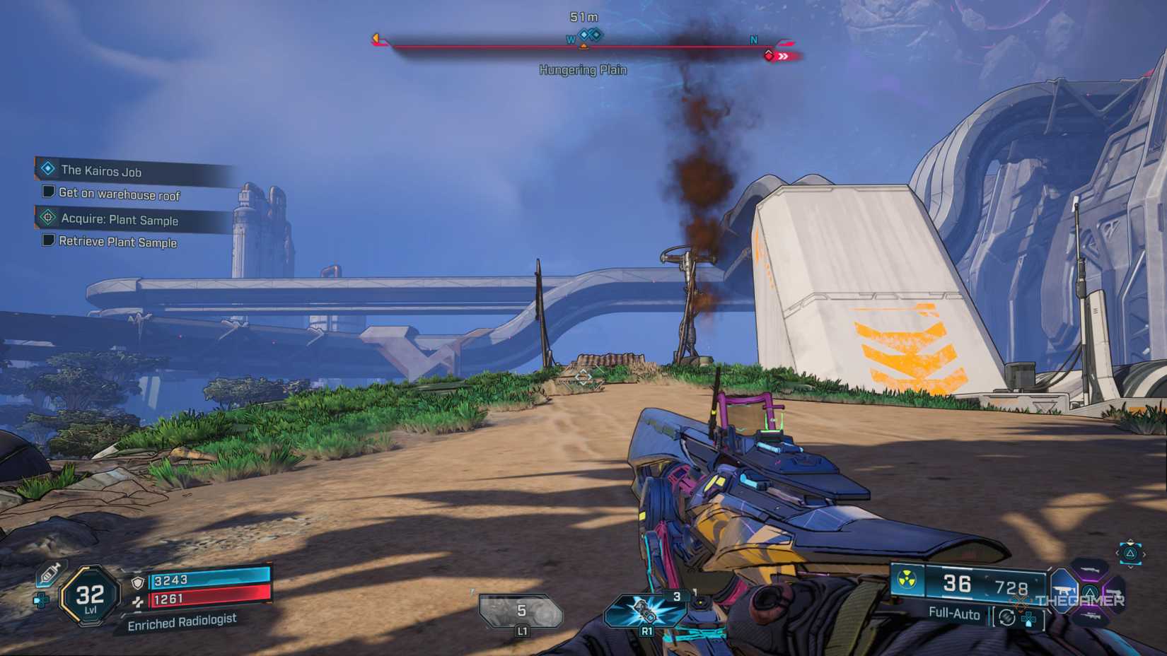 The wooden ramp on the roof of the weakened warehouse can be used to access the TBE building of Borderlands 4.