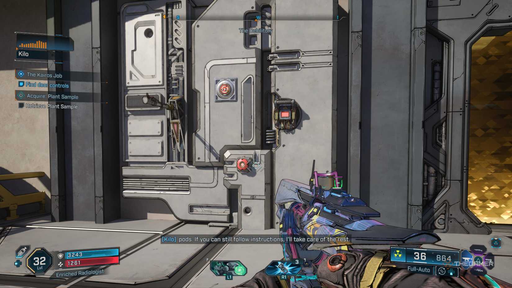 The switch panel of Demilitaory is posted on the white walls of Borderlands 4.