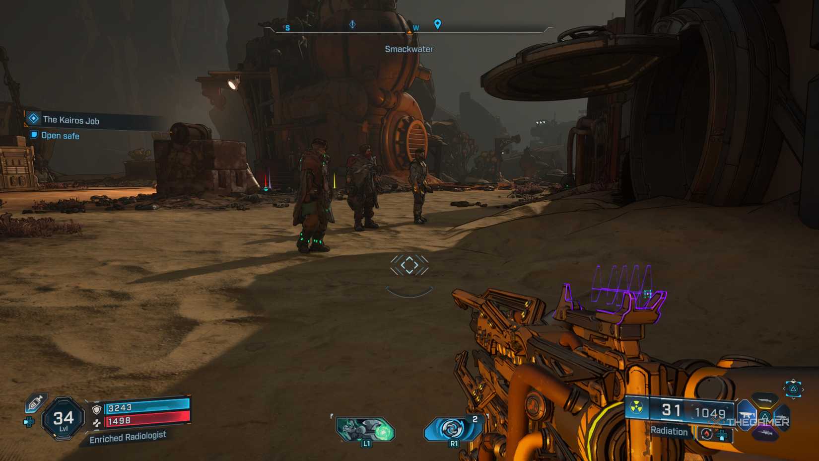 Shim, Kilo and Glitch stand in front of the safe recovered in Borderlands 4.
