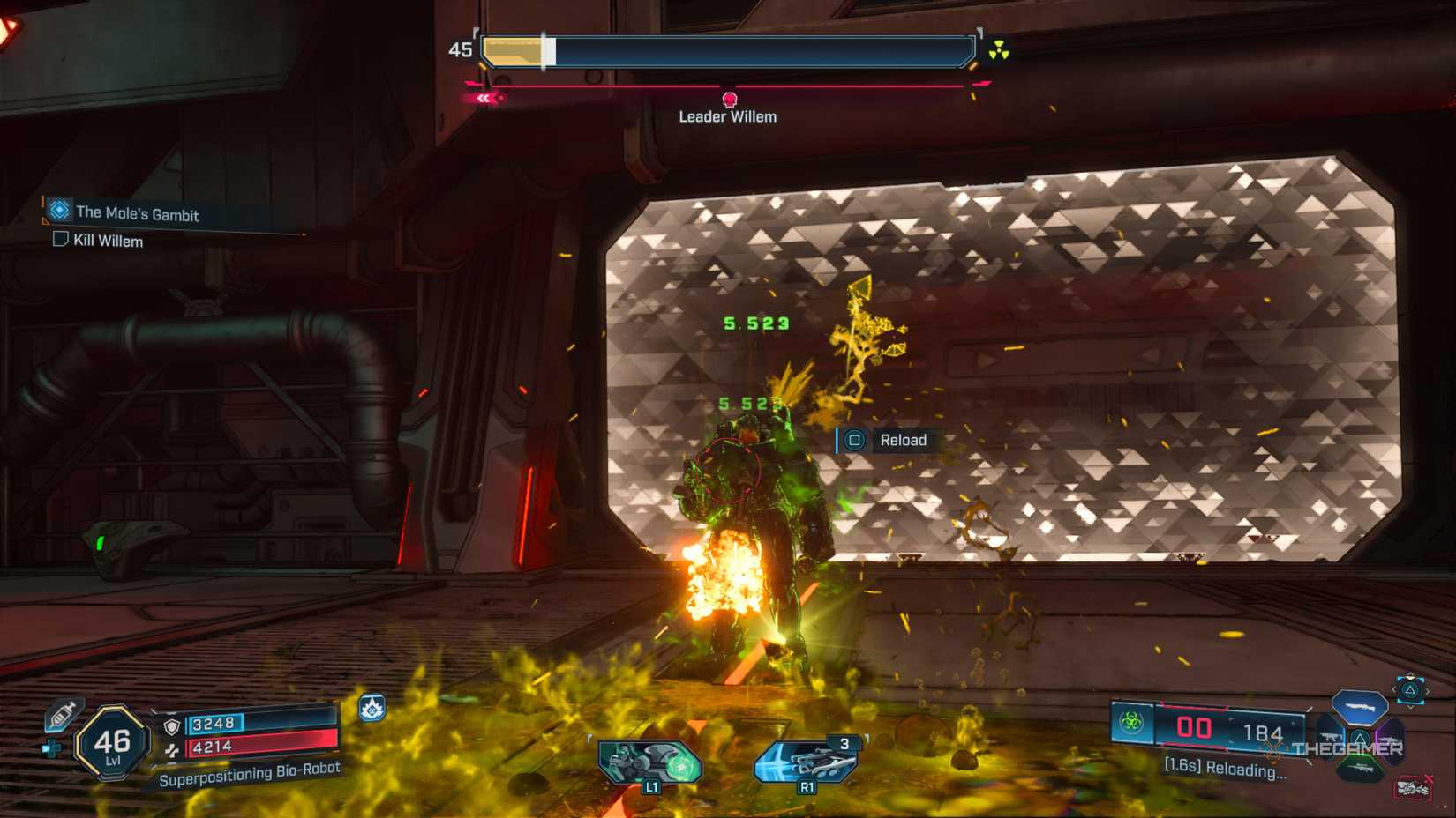 Leader Willem suffers corrosion damage due to the state effect of Borderlands 4.