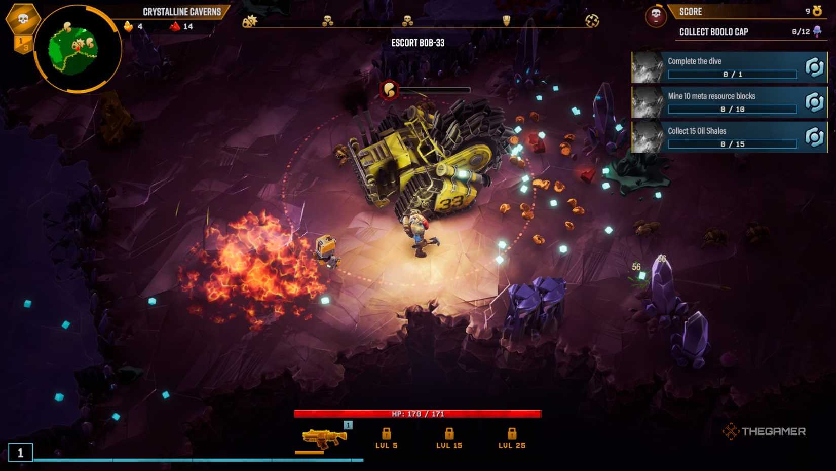 A dozer swarmed by bugs in deep rock galactic: survivor 