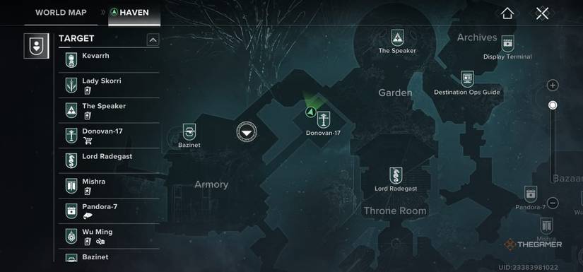 Whether it shows the location of Donovan-17 in Destiny: RISING.