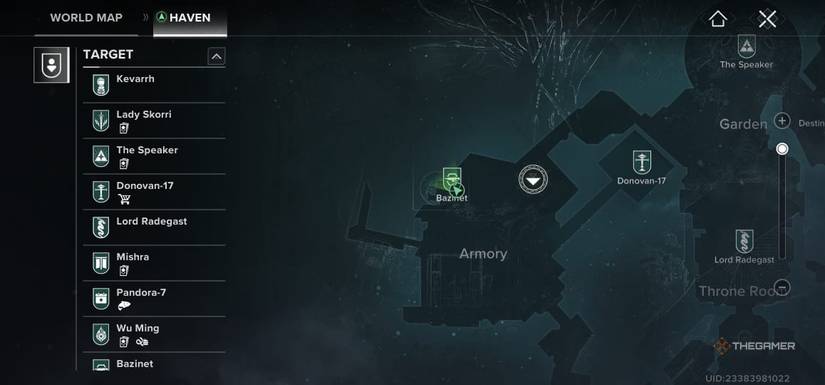 It shows the location of bazinet in Destiny: RISING.