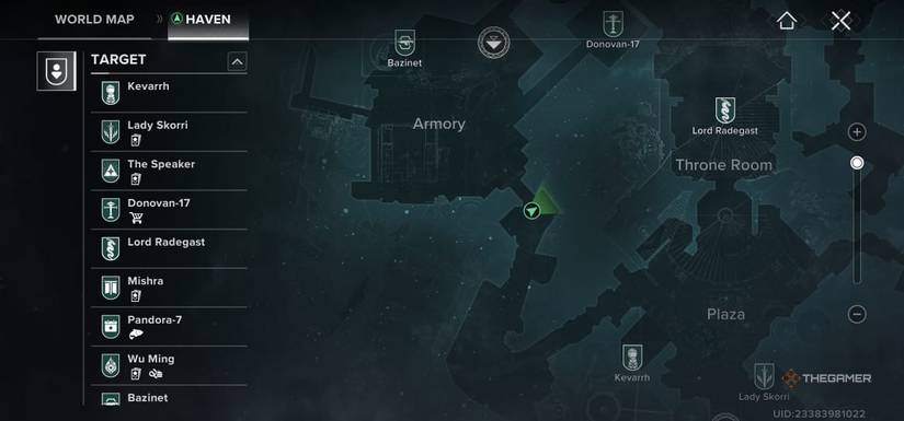 Map of showing the southeast of the arsenal in destiny: RISING.