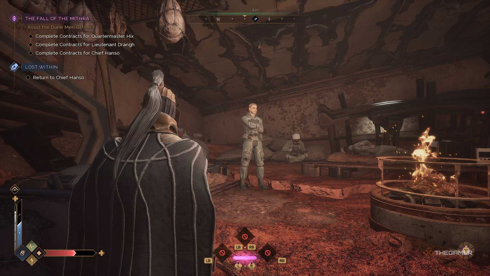 The player looking at Chief Hanso in Dune: Awakening.