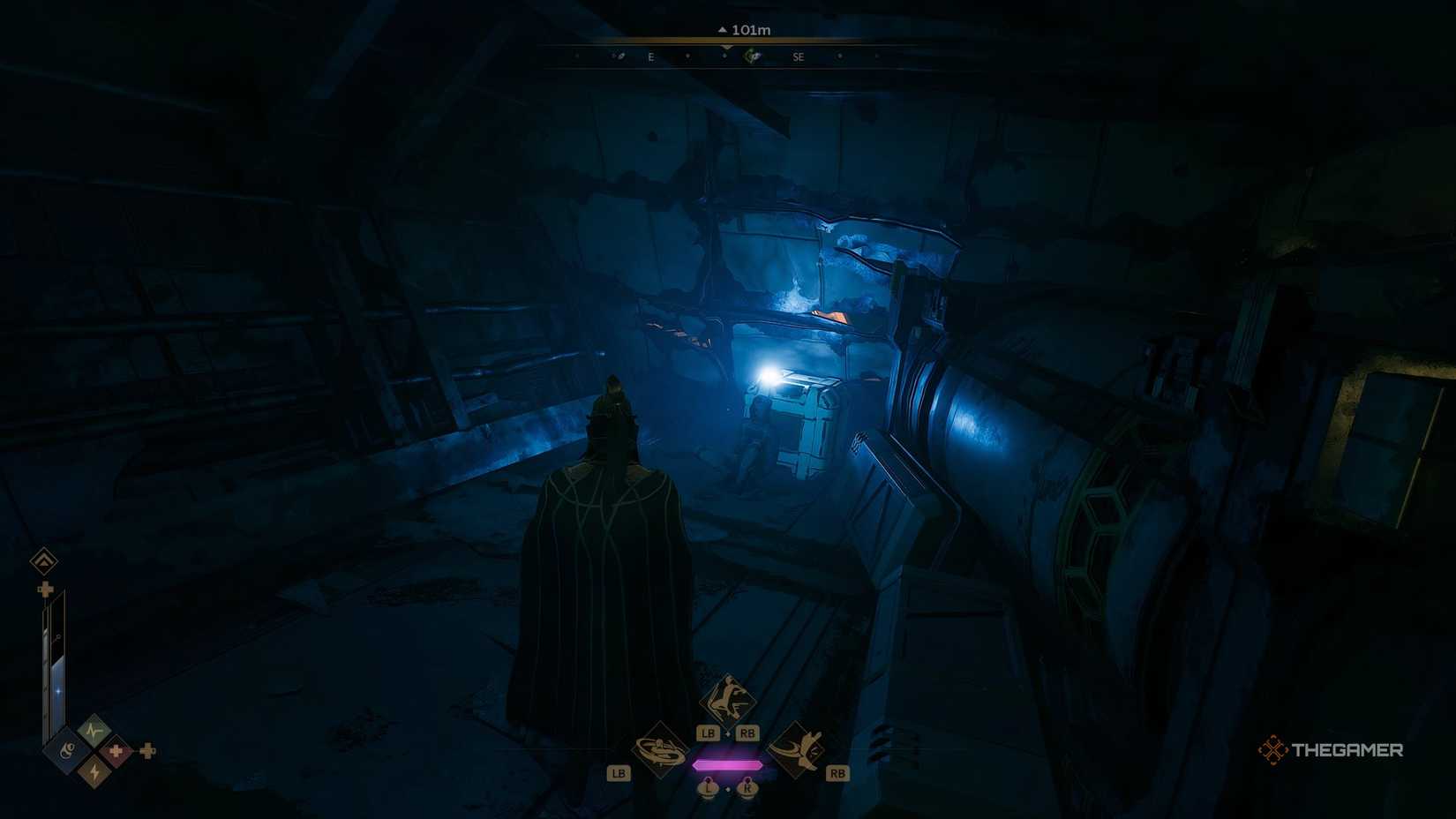 The player standing and looking at the third Crew Member in Dune: Awakening. 