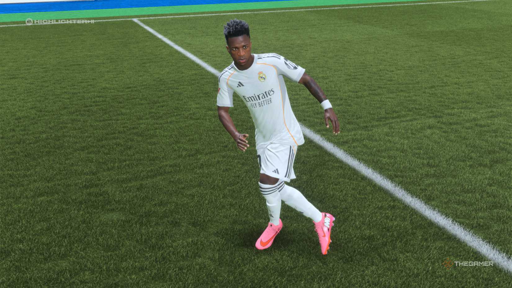 Vini Jr running on the pitch in EA Sports FC 26.