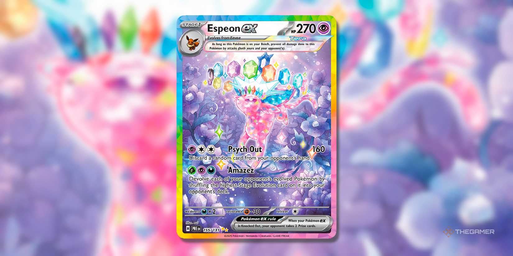 Espeon Ex (Special Illustration Rare, 155) from the Set Prismatic Development of Pokemon TCG.