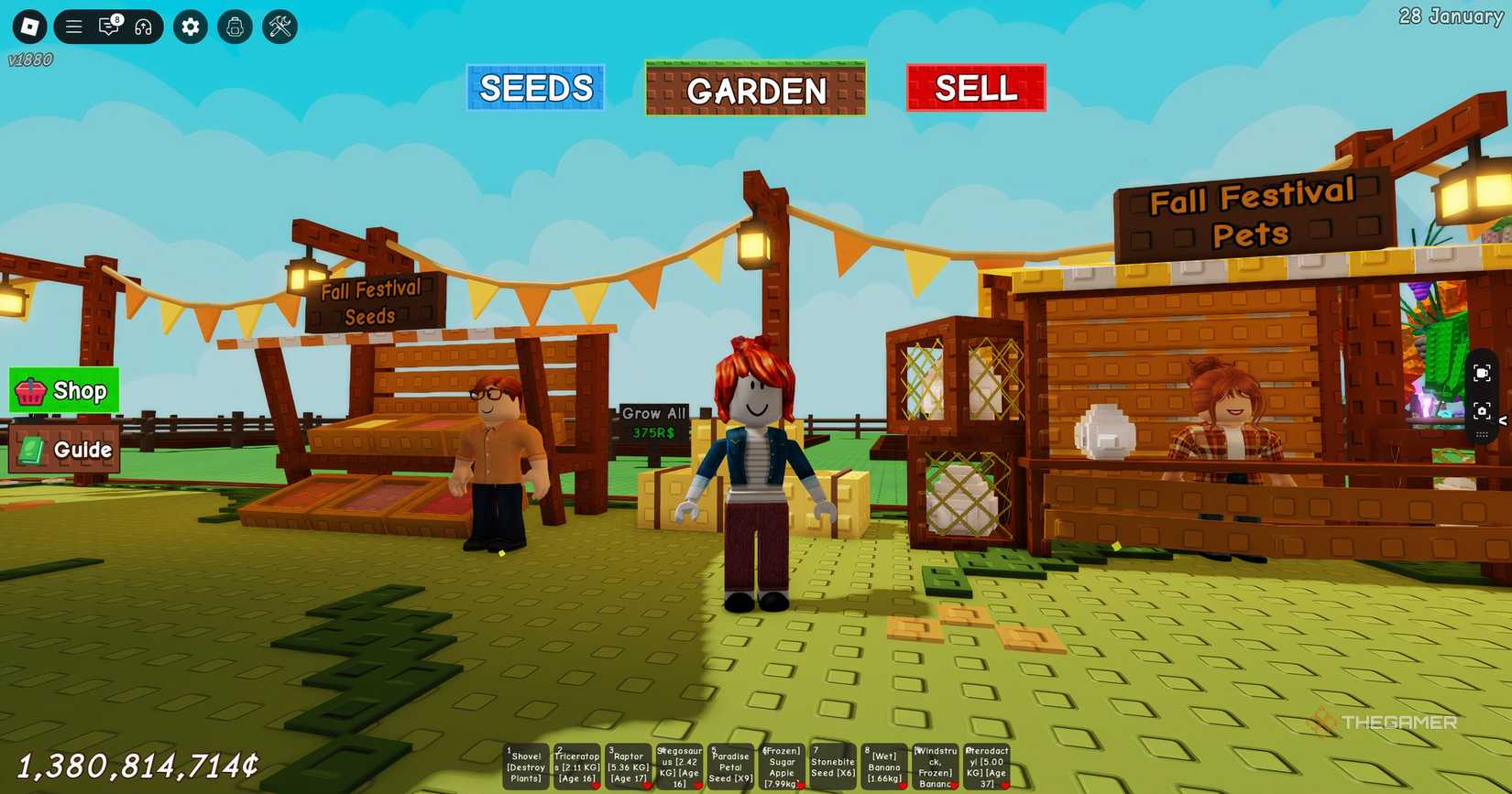 Fall Market stalls in Roblox Grow a Garden.